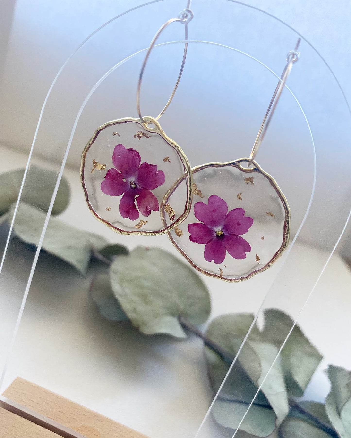 Pressed Burgundy Flower Earrings