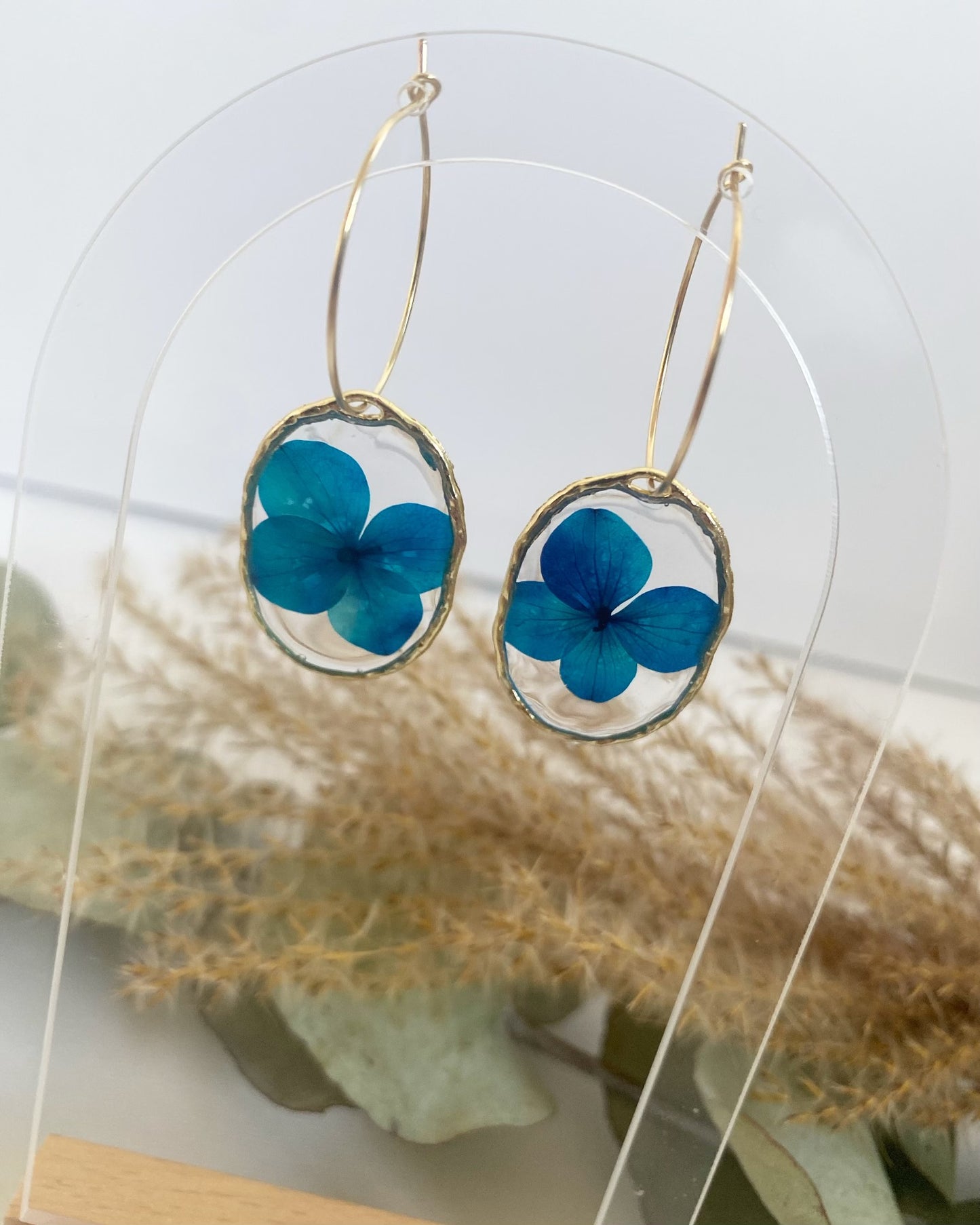 Pressed Blue Hydrangea Earrings